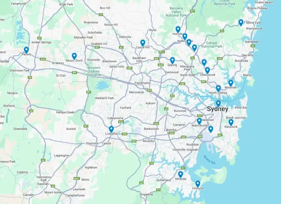Super Pest Controler Sydney service area map